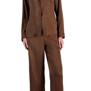 INC International Concepts Chocolate Wide Leg Sleepwear Set